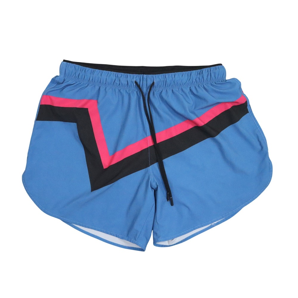 Chubbies Ultimate Training Shorts Mens L Blue Pink Geometric Stripe 5.5" Gym